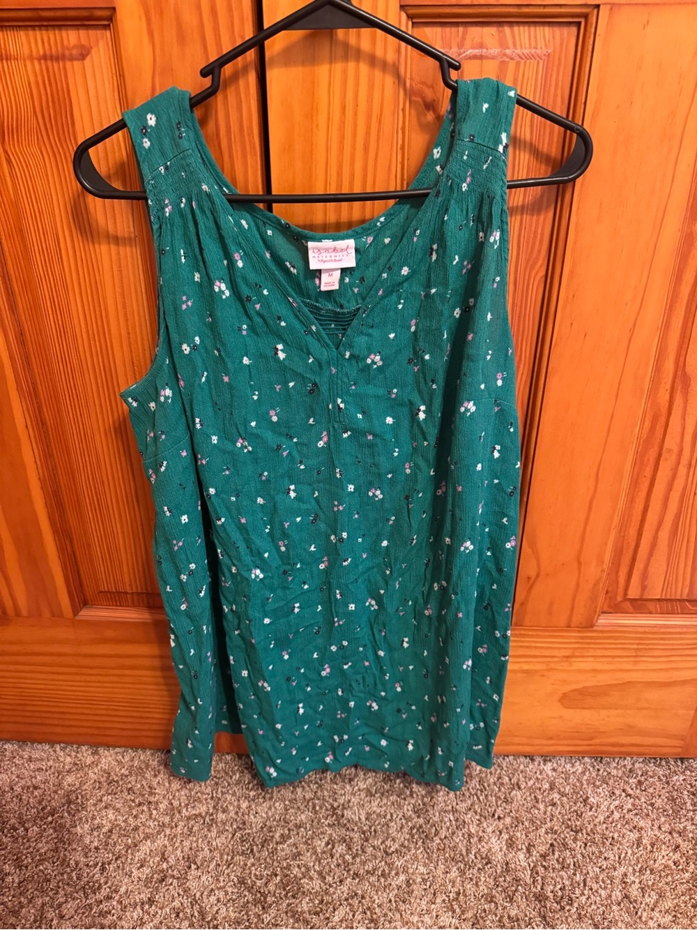 Isabel Maternity by Ingrid & Isabel Green Floral Maternity Tank